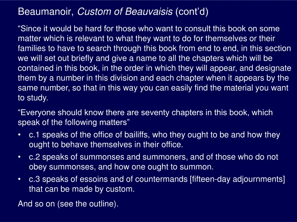 beaumanoir custom of beauvaisis cont d