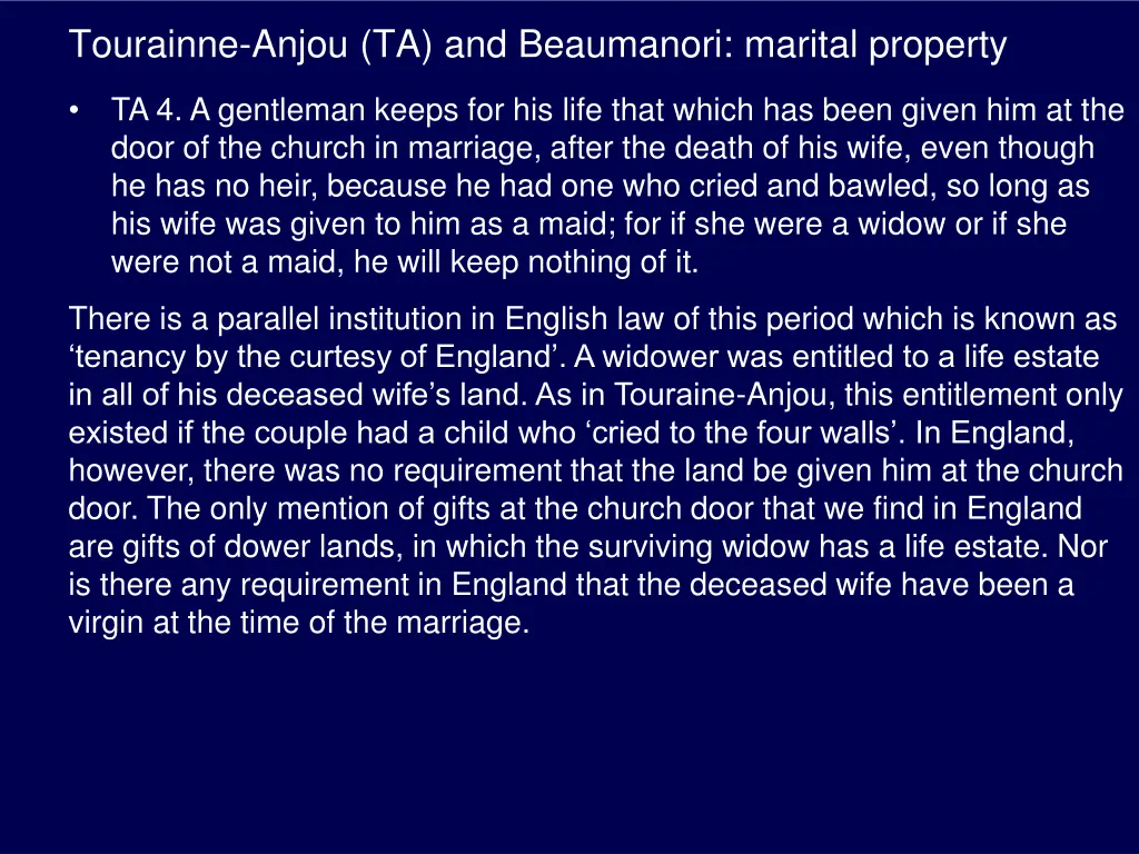 tourainne anjou ta and beaumanori marital property