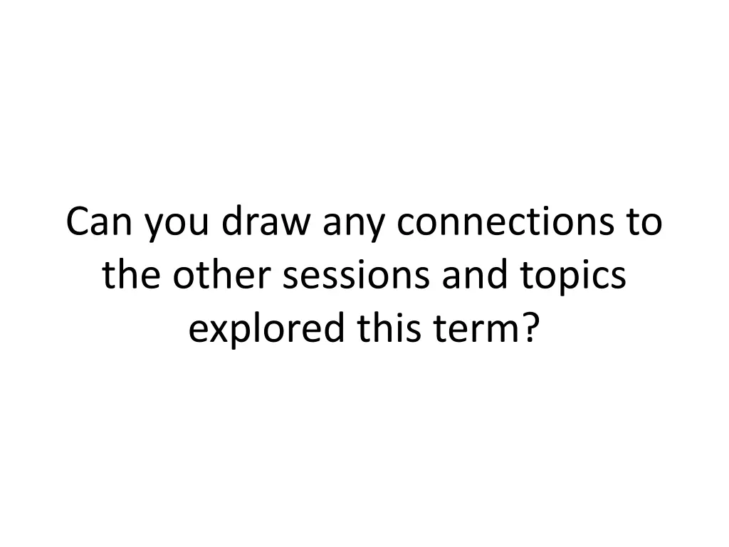 can you draw any connections to the other