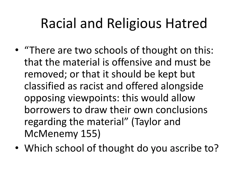racial and religious hatred