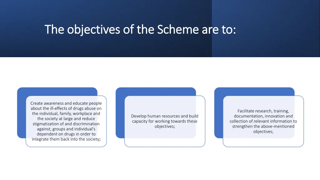 the objectives of the scheme