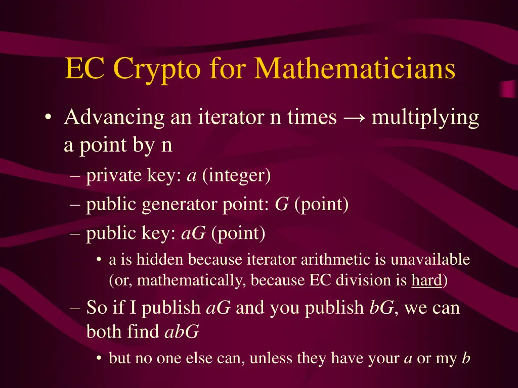 ec crypto for mathematicians 1
