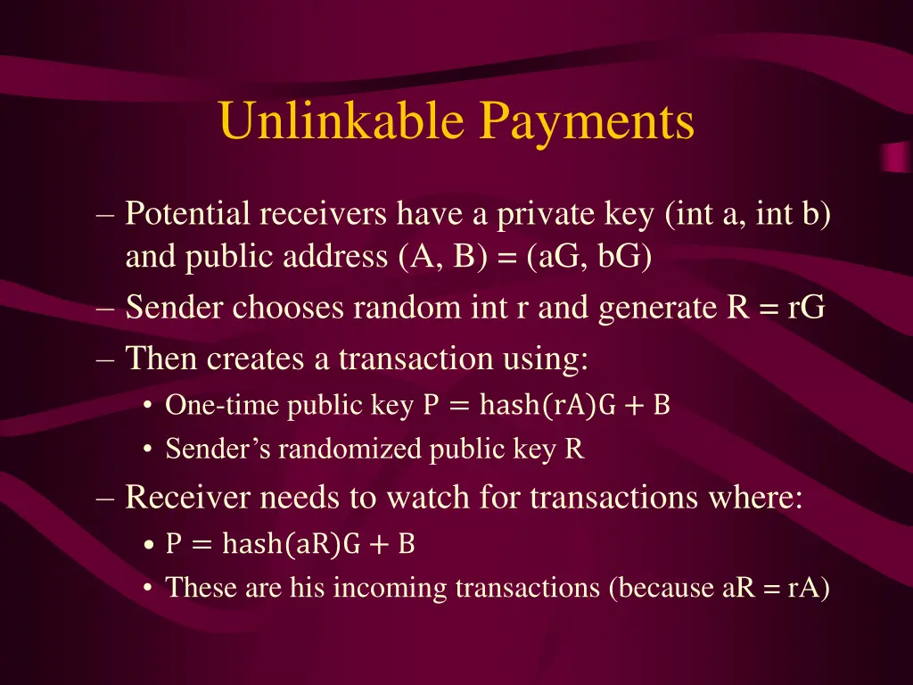 unlinkable payments 1