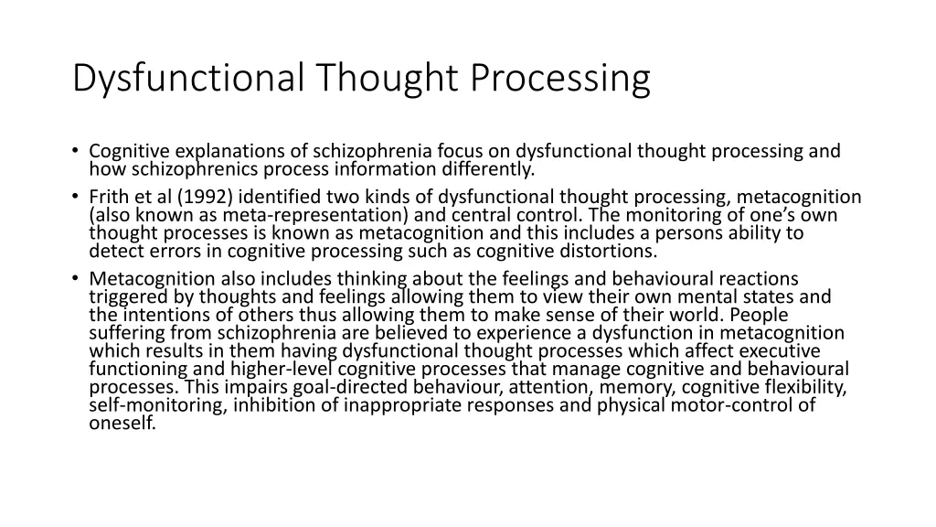 dysfunctional thought processing