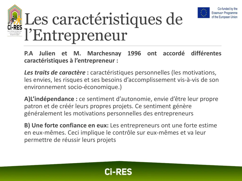 les caract ristiques de l entrepreneur