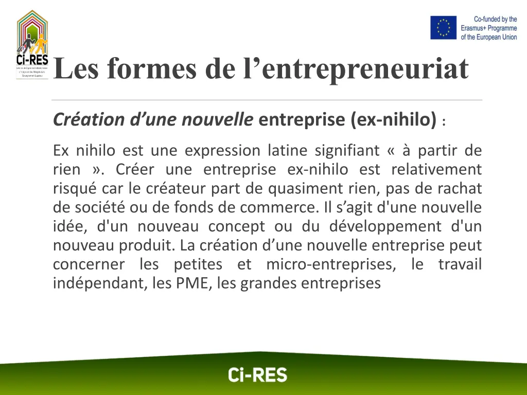 les formes de l entrepreneuriat
