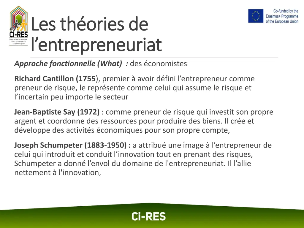 les th ories de les th ories de l entrepreneuriat