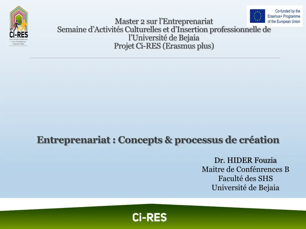 master 2 sur l entreprenariat