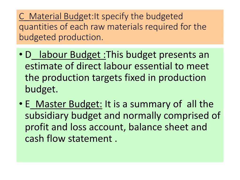 c material budget it specify the budgeted