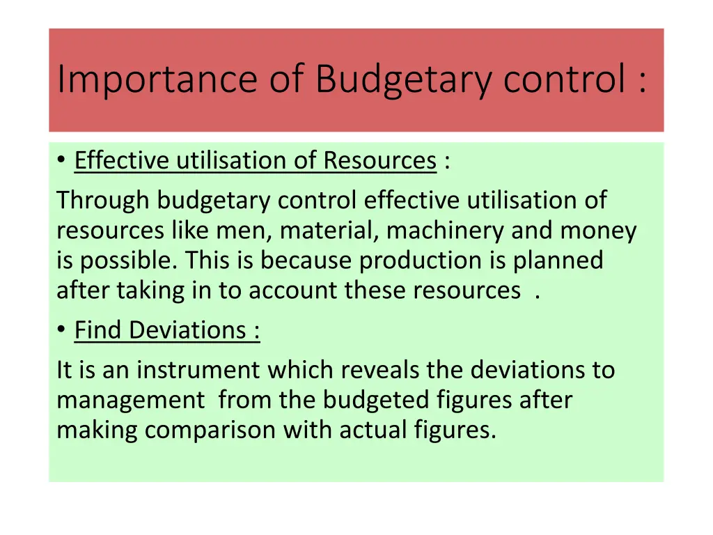 importance of budgetary control