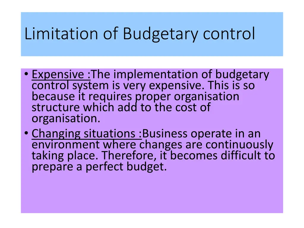 limitation of budgetary control