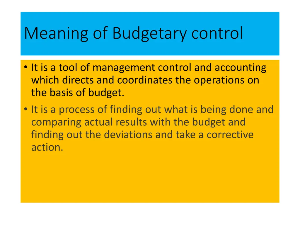 meaning of budgetary control