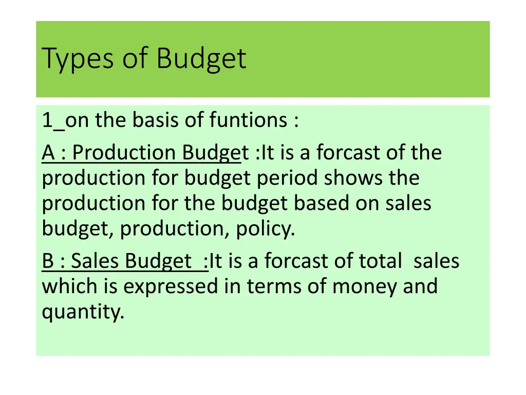 types of budget
