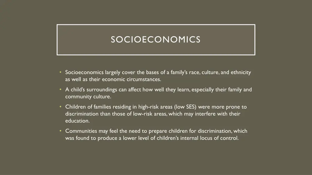 socioeconomics