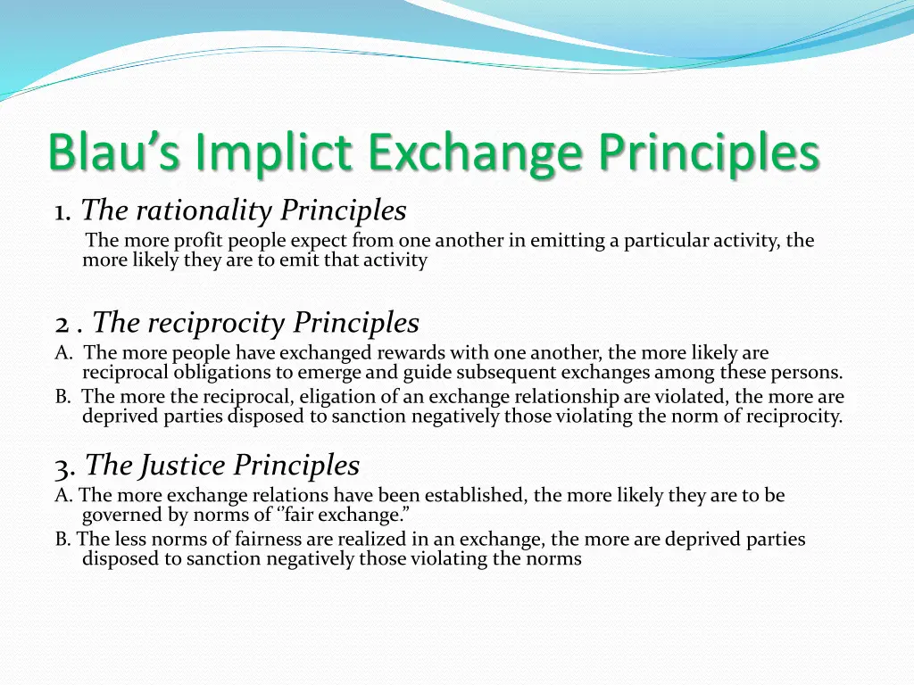 blau s implict exchange principles