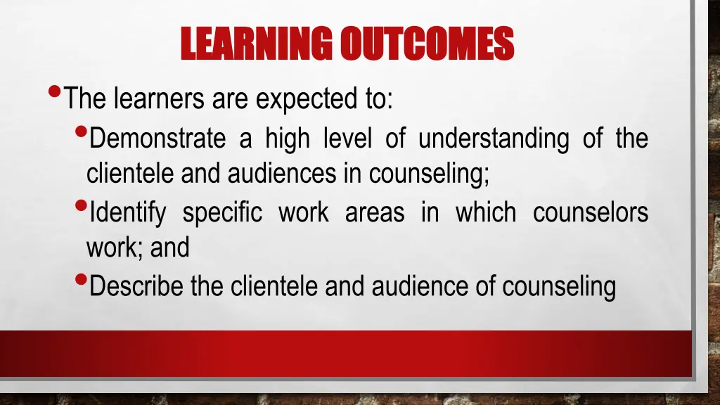 learning outcomes learning outcomes the learners