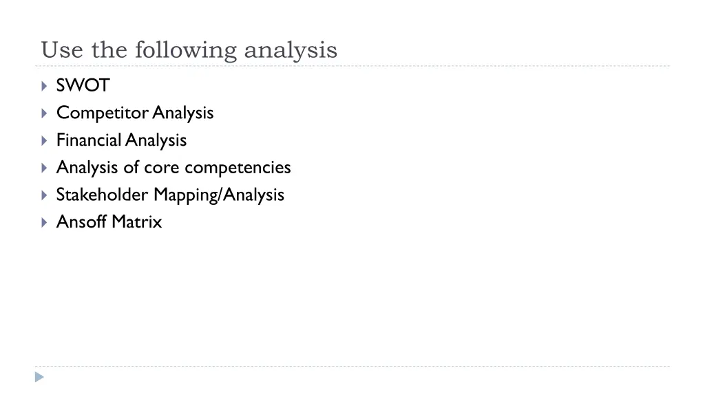 use the following analysis