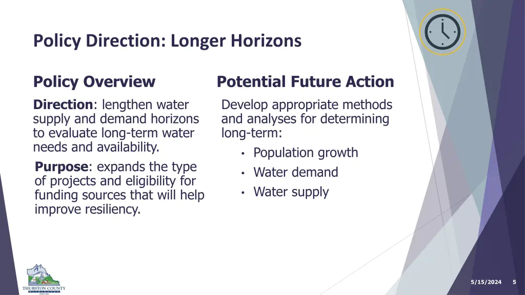 policy direction longer horizons