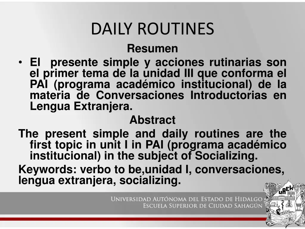 daily routines resumen