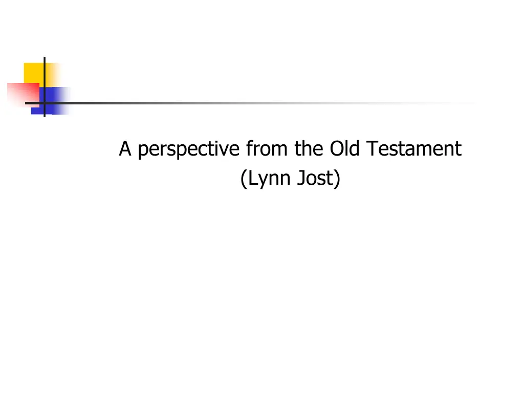 a perspective from the old testament lynn jost