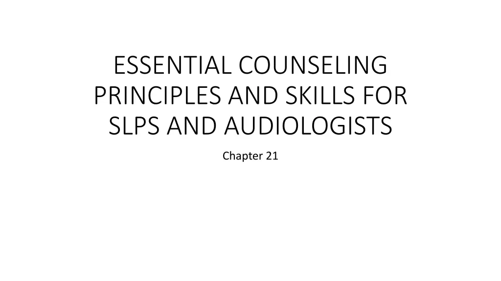 essential counseling principles and skills