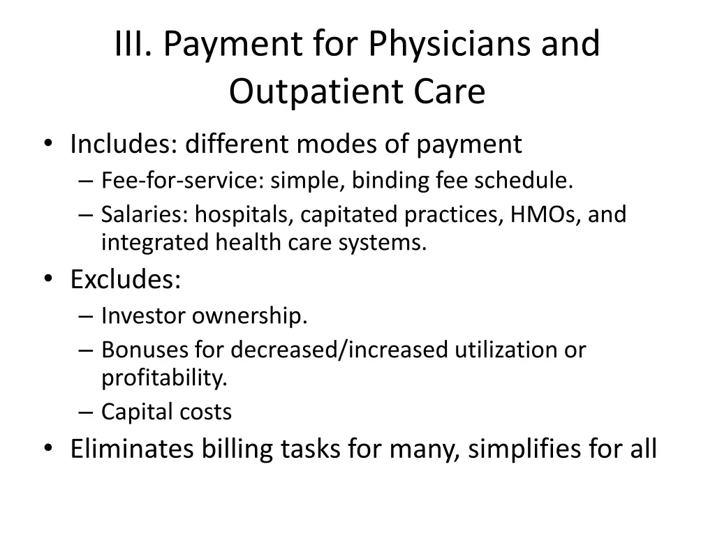 iii payment for physicians and outpatient care