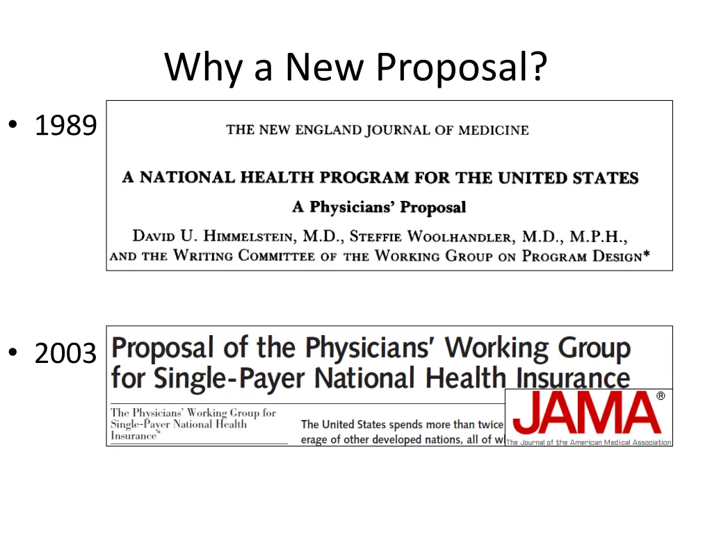 why a new proposal