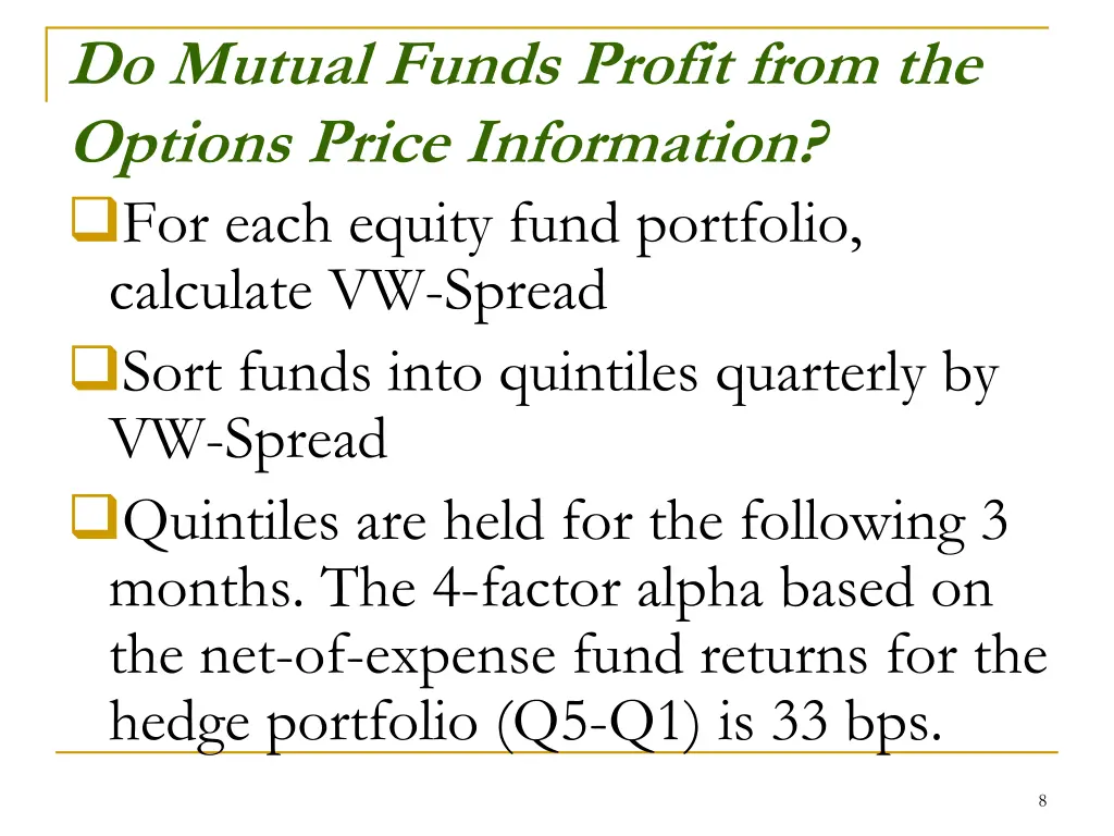 do mutual funds profit from the options price