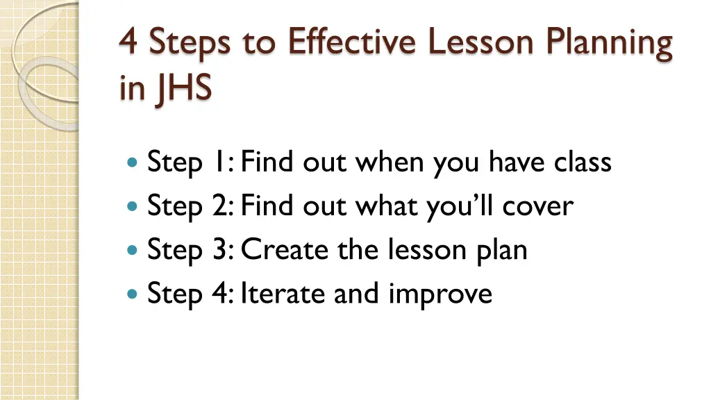 4 steps to effective lesson planning in jhs