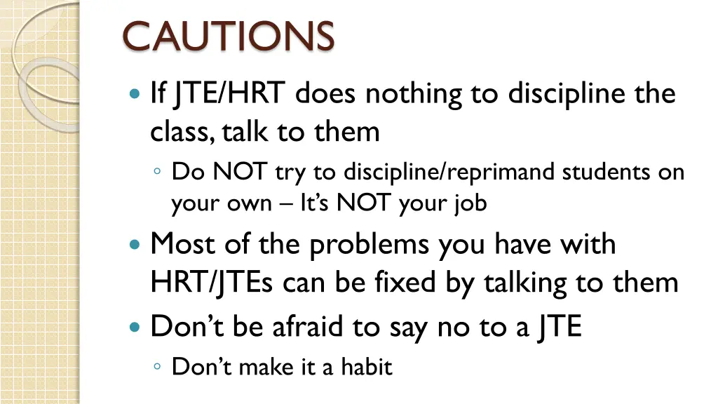 cautions