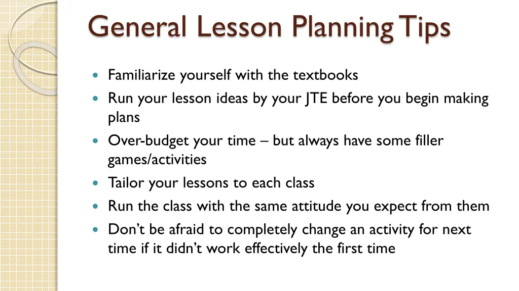 general lesson planning tips