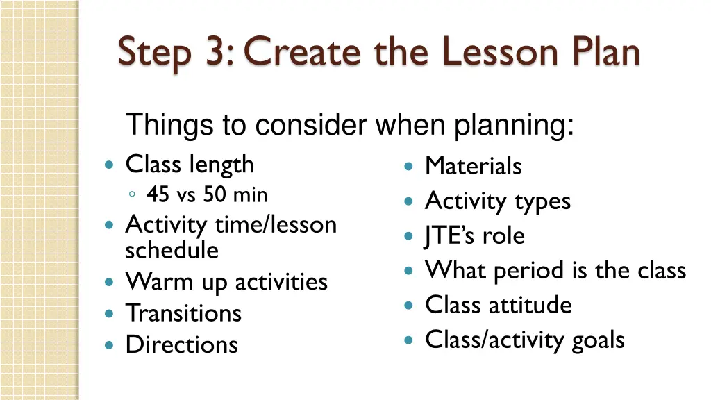step 3 create the lesson plan