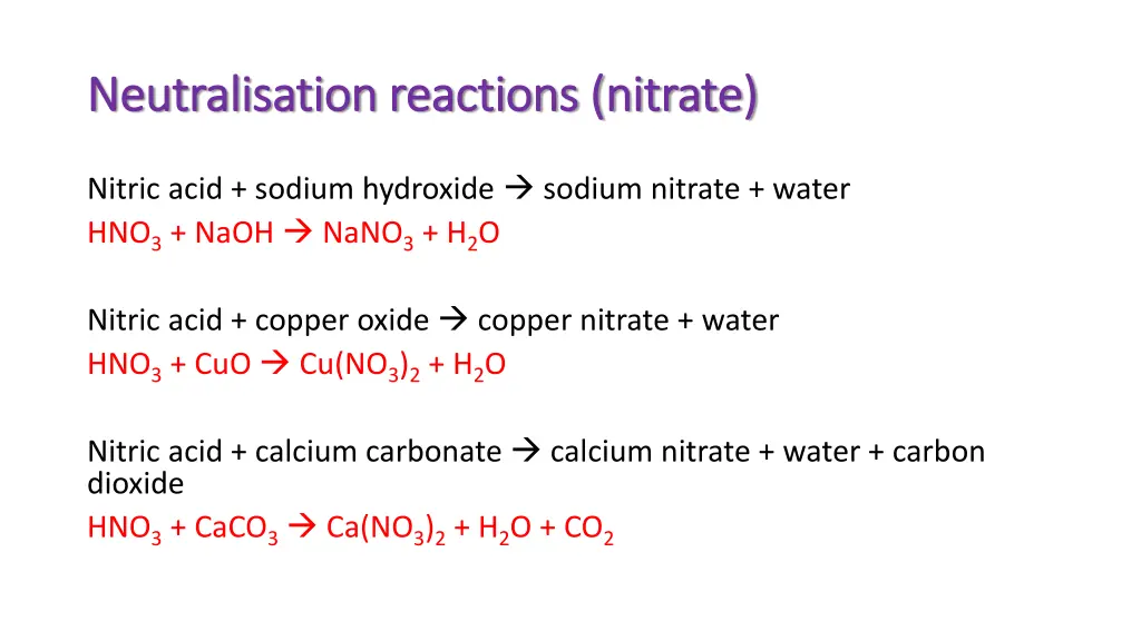 neutralisation reactions nitrate neutralisation