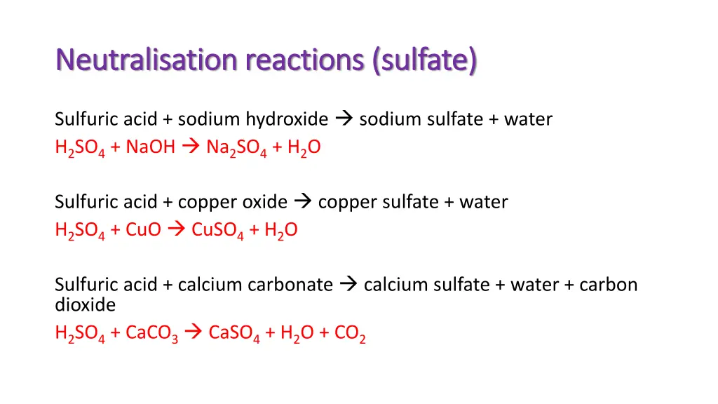 neutralisation reactions sulfate neutralisation