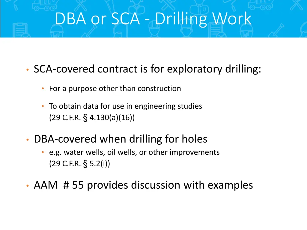 dba or sca drilling work