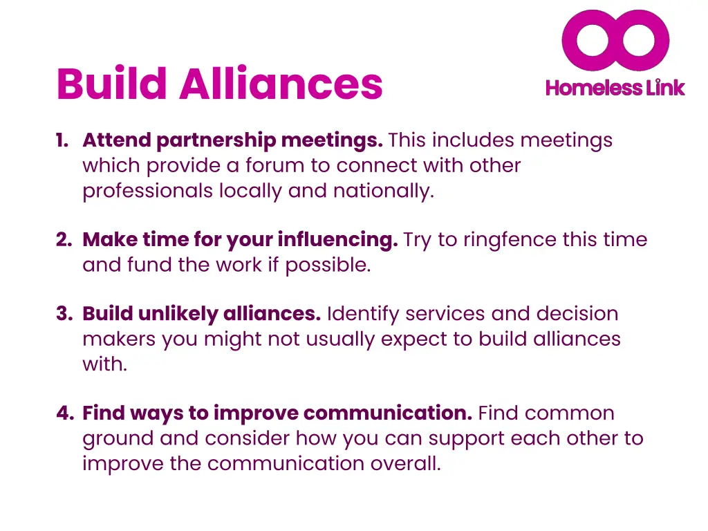 build alliances