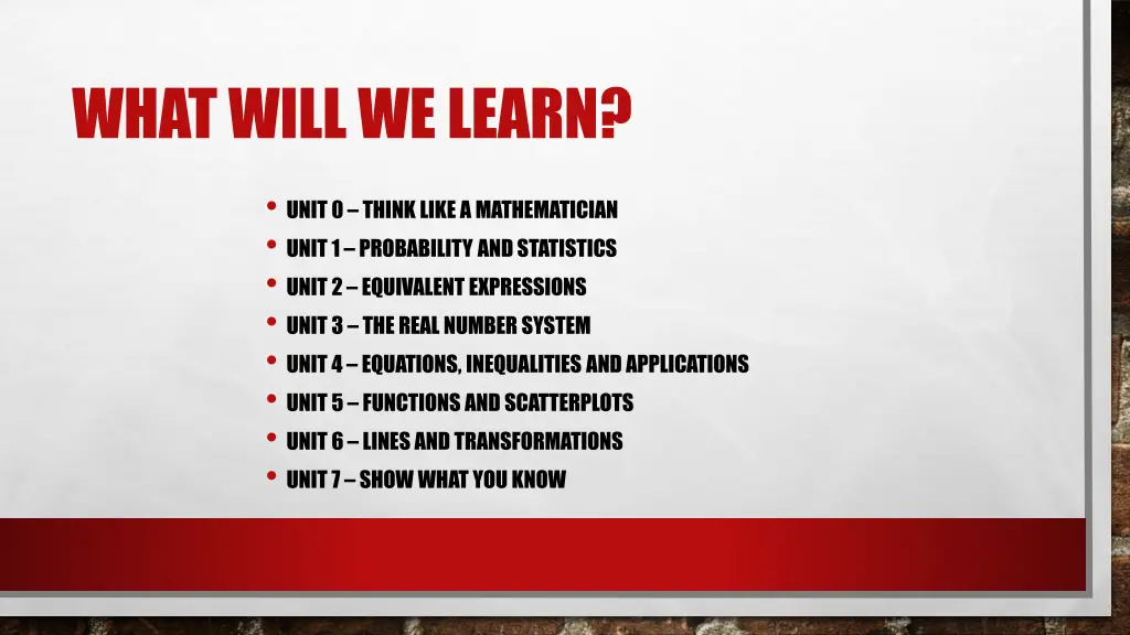 what will we learn