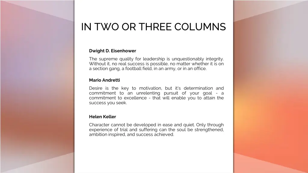 in two or three columns