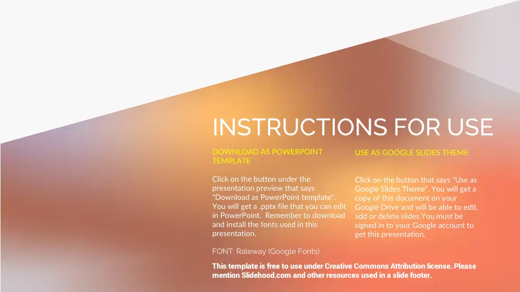 instructions for use