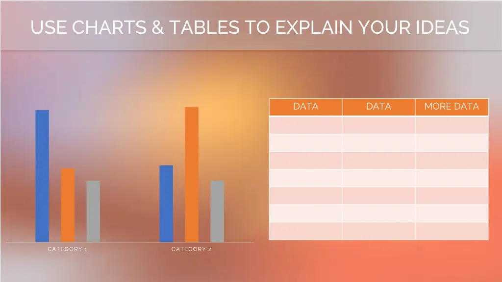 use charts tables to explain your ideas