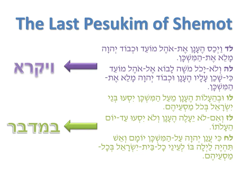 the last pesukim of shemot