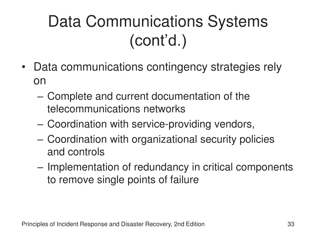 data communications systems cont d
