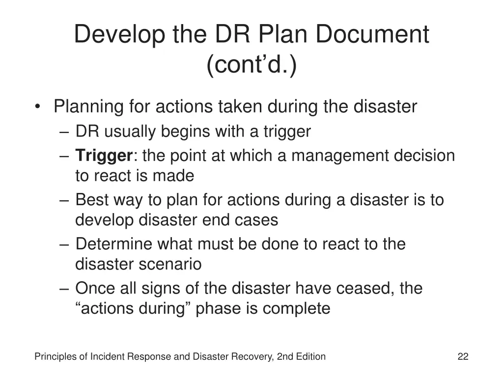 develop the dr plan document cont d 1