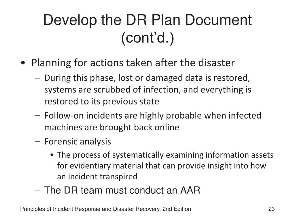 develop the dr plan document cont d 2