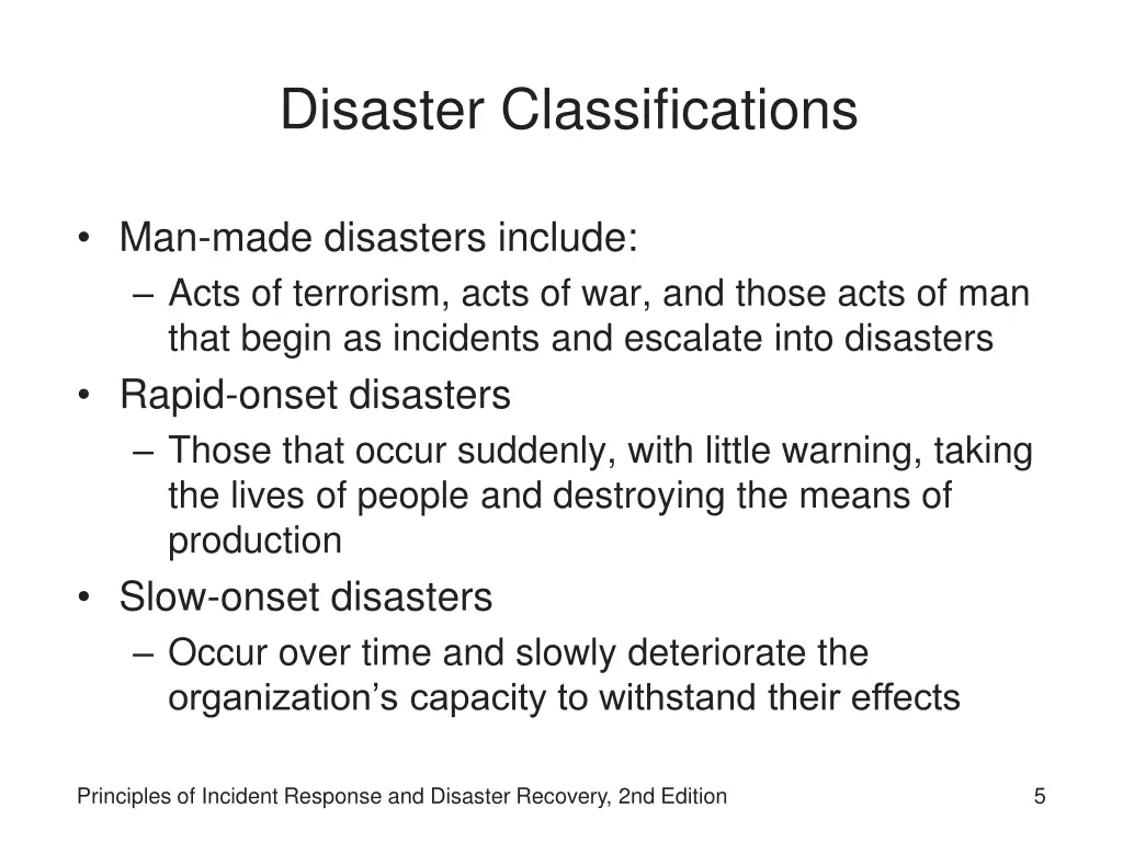 disaster classifications