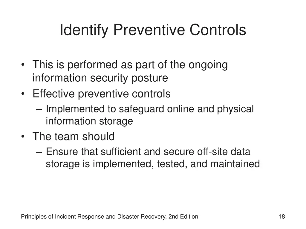 identify preventive controls