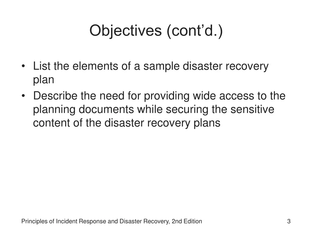 objectives cont d
