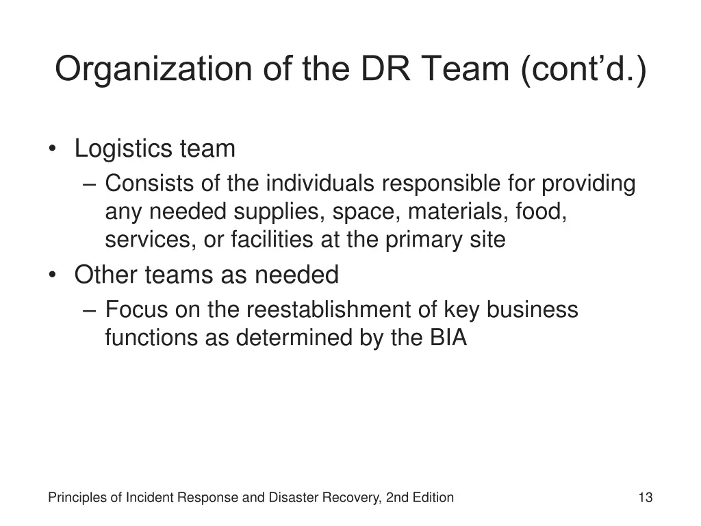 organization of the dr team cont d 3