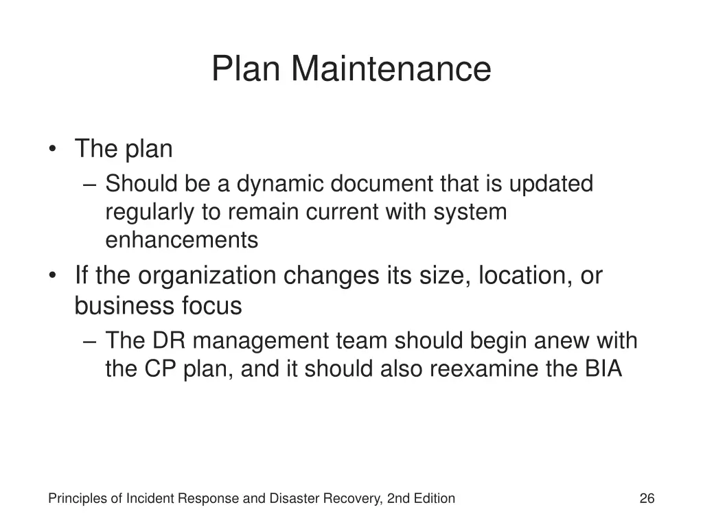 plan maintenance