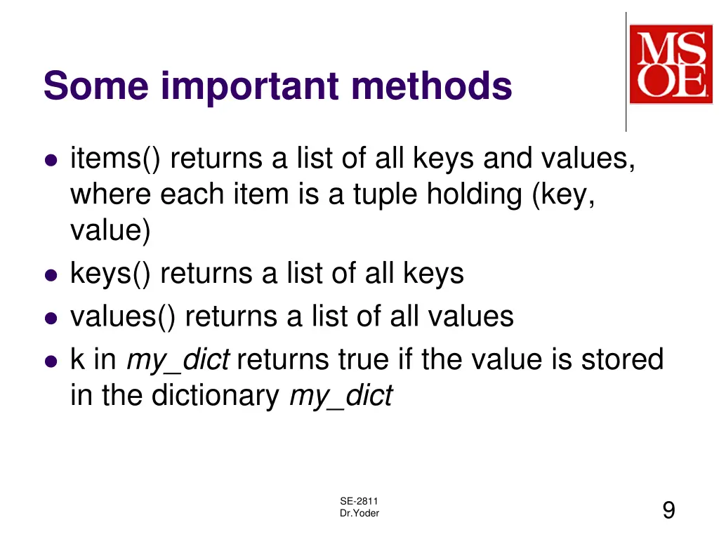 some important methods